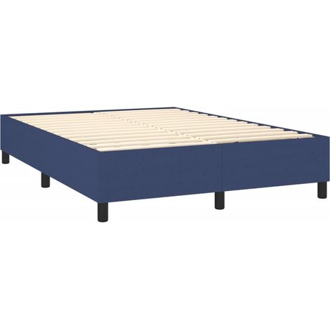 Somier de láminas sobre patas estructura de cama 140x200 cm tela azul TDL0207340