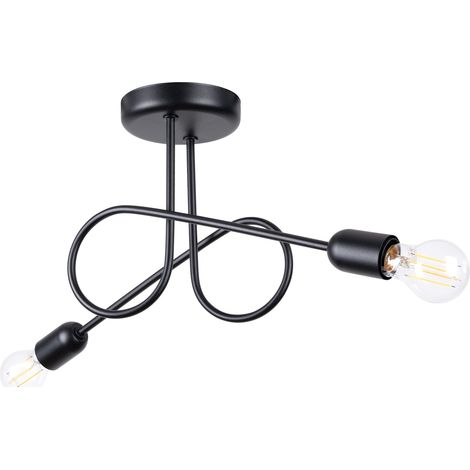 Lámpara de araña Loop negro acero 2xE27  57cm Sollux (1/5)