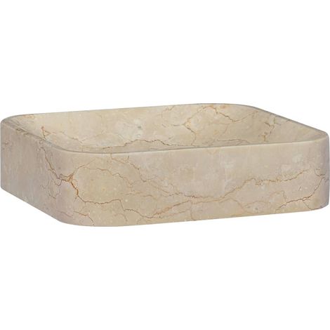 Lavabo Crème - Vasque à poser Lavabo à poser 40x40x10 cm Marbre BV801101 - BonneVie (1/5)