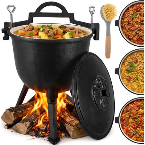 Enameled Cast Iron Cauldron 8L for Campfire Cooking (1/5)