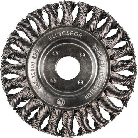 KLINGSPOR 358312 RUNDBÜRSTE GEZOPFT EINREIHIG ANZAHL REIHEN 0,5 STAHL, 1 STÜCK BROSSE RONDE TORSADÉE RANGÉE-125 X 14 X 22,23 MM- (1/4)