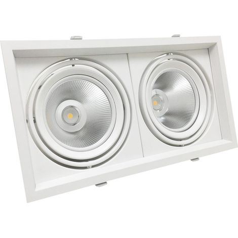 AR111 Ghiera portafaretto orientabile 40w 2x20w completa di 2 faretti LEDLuce Neutra Naturale 4200k (1/4)
