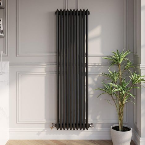 Traditional Black Colosseum Column Radiators Vertical Horizontal 1600 x 470mm Triple