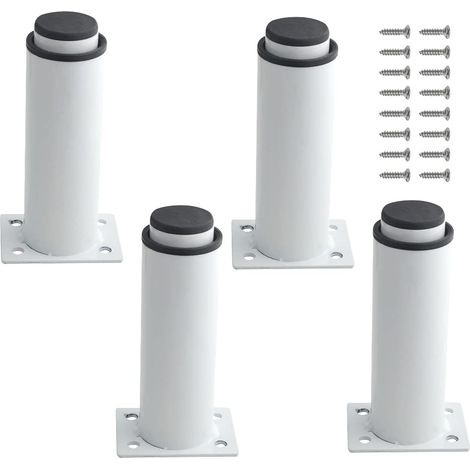 Lot de 4 pieds réglables en métal robuste pour meubles (table, lit, canapé) - Blanc, hauteur 120-180 mm