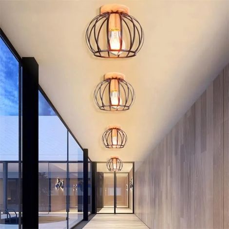 U-do Lot de 4 Plafonnier Industriel Couloir Noir,Lampe de Plafonde Luminaire Retro en Métal Lampe design Simple pour Salon Chambre (1/4)