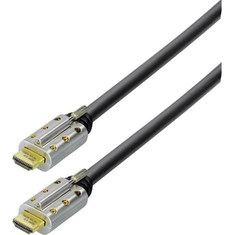 Câble de raccordement Maxtrack HDMI Fiche mâle HDMI-A, Fiche mâle HDMI-A 10.00 m noir C 505-10 L 4K UHD, blindé, canal de retour audio, vissable, X297181 (1/4)