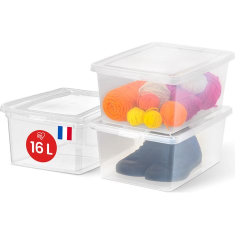 Iris Ohyama, contenitori in plastica multiuso, 16L, lotto da 3, trasparente, CNL-16E