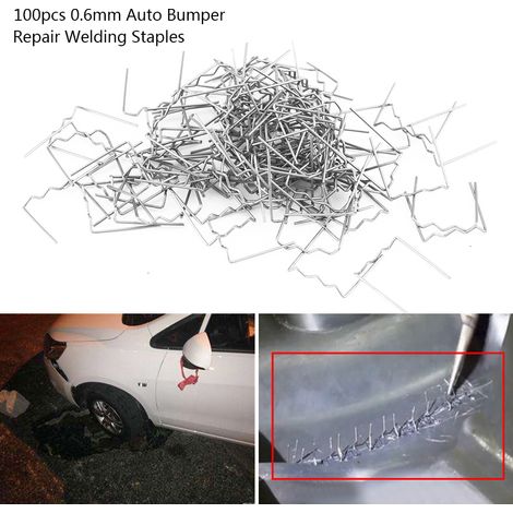 100 pièces Agrafes de Soudure Pré-découpées 0.6mm pour Réparation Pare-chocs Auto - Kit Outil (1/5)
