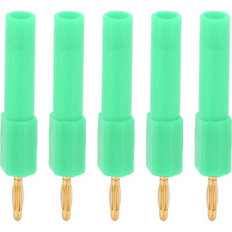 Adaptateurs de fiches bananes (lot de 5) avec connexion robuste et excellente conductivité, 2 mm à 4 mm, verts. (1/5)