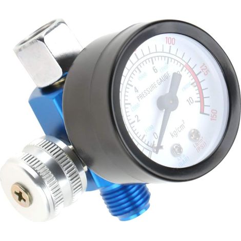 Régulateur de pression d'air pour pistolet à peinture, 1/4 pouce Régulateur de pression avec manomètre pour Compresseurs d'air et outils à air, 0-10BAR 0-150PSI (1/5)