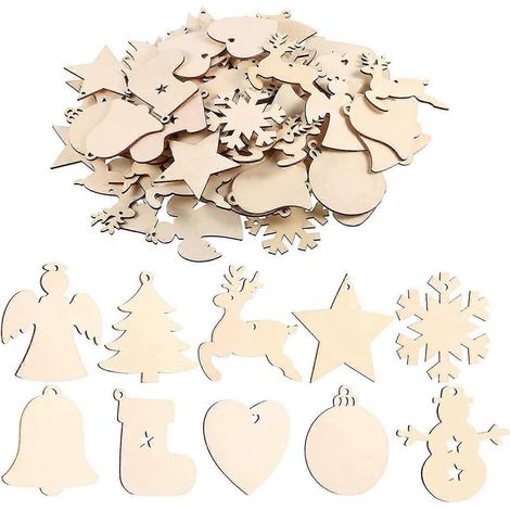200 décorations de Noël en bois, ornements pour sapin de Noël, décorations de Noël (1/5)