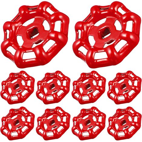 10 pièces Lot de Poignées Fonte Rouge pour Vanne (1/5)