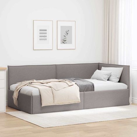 vidaXL Cadre de lit d'angle Taupe 90 x 190 cm tissu (1/5)
