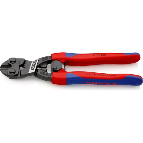 KNIPEX 71 12 200 CoBolt® Tronchese a doppia leva rivestiti in materiale bicomponente, forma affusolata atramentata nera 200 mm