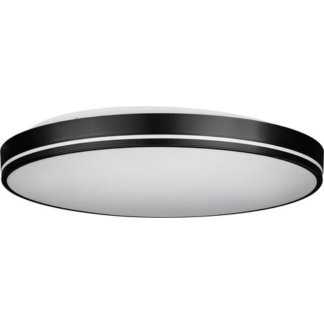 EGLO LED Deckenleuchte Orotava, runde Deckenlampe mit Kristall-Effekt, Aufbauleuchte dimmbar mit Fernbedienung, Metall und Kunststoff in Schwarz und Weiß, warmweiß-kaltweiß, Ø 39,5 cm (1/3)