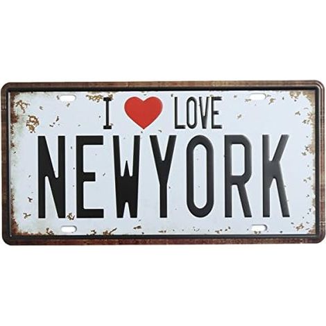 Plaque d'immatriculation de New York, plaque en métal vintage, décoration murale