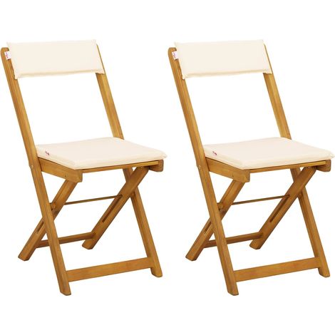 Outdoor Bistro Chairs Folding 2 pcs Cream White 40 x 53 x 80 cm vidaXL