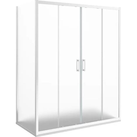 Box Doccia 160X100 cm Alto 200cm 1 Cristallo Fisso + Ap. 4 Cristalli Centrale , Cristallo Satinato