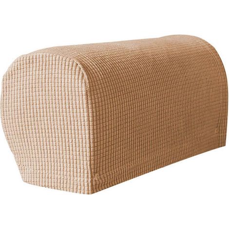 Lot de 2 housses d'accoudoirs en peluche douce et extensible, pour canapé, couleur kaki.