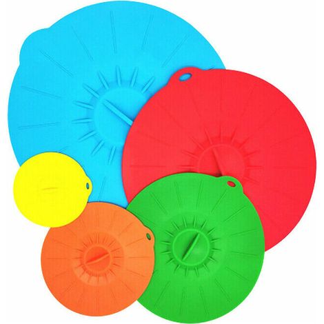 Set of 5 silicone lids for food storage Reusable silicone lids (1/5)