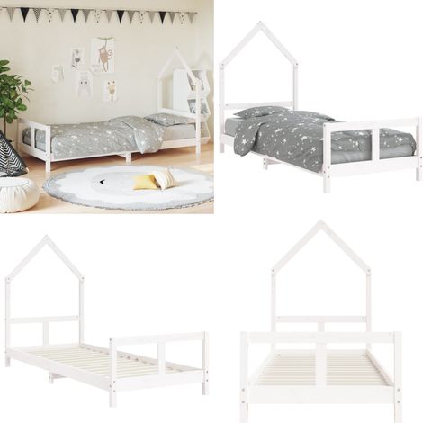 Cadre de lit pour enfants blanc 80x200 cm bois de pin massif - Lit Enfant - Lit Bébé - Bois De Pin - Cadre De Lit - Chambre D'enfant - Home & Living