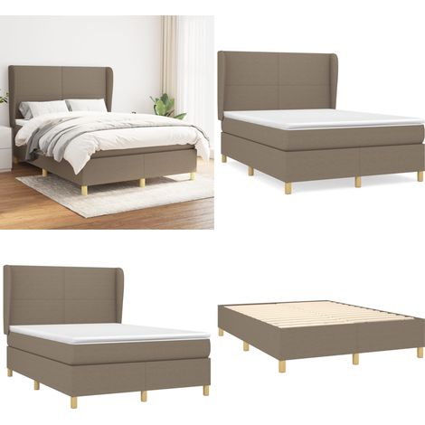 Sommier à lattes de lit avec matelas Taupe 140x190 cm Tissu - Sommier - Matelas à ressorts ensachés