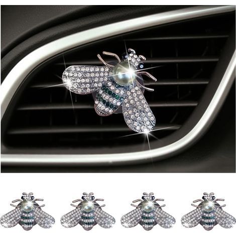 CCYKXA 4-Piece Car Air Vent Clip Oil Diffuser Charms, Shiny Bee Car Air Freshener, Aromatherapy Diffuser