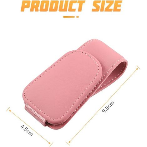 Autobrillenhalter, magnetischer Lederclip-Brillenhalter fürs Auto, universeller Auto-Sonnenbrillenhalter mit Kartenclip (Pink) (1/5)