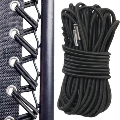 Ensemble 4 Cordes Élastiques Rechange pour Fauteuil Zéro Gravité – 2 Longues + 2 Courtes – Noir (1/5)