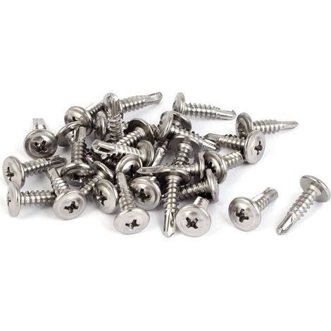 M4.8 x 19mm 10 Außengewinde-Selbstbohrende Flachkopfschrauben Silverfarbe 30 Pièces (1/2)