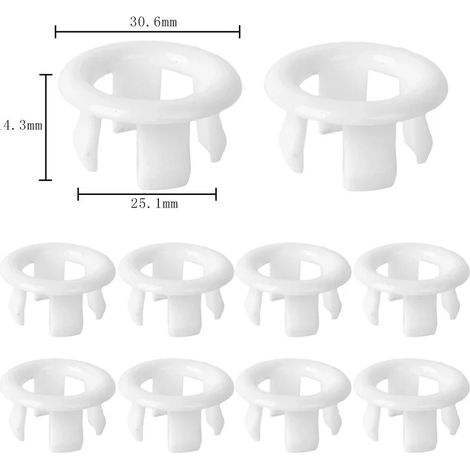 (Hollow ring(White)-8 PCS) Plastic Bathroom Kitchen Basin Sink Overflow Cover Ring Insert Replacement Chrome Hole Round Drain Cap Basin Accessories (1/4)