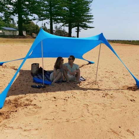 JSSEVN - Beach Parasol - UV Protection - Sun Canopy - for Beach - Camping - Portable Beach Umbrella - Sun Protection - with Sand Anchors - Iron Poles (1/5)