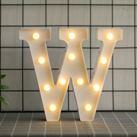 Lettres de l’alphabet à LED avec lumière blanche chaude pour décoration d’intérieur, fête, bar, mariage ou festival（W）,AAFGVC (1/5)