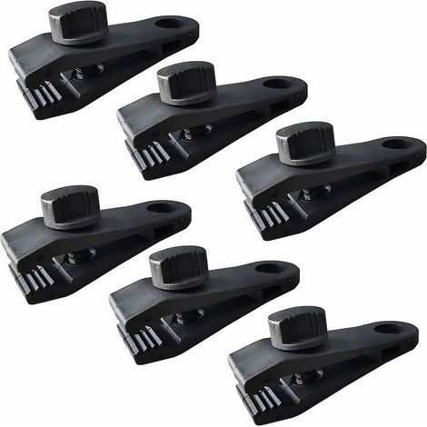 Accessoire de bâche Lot de 6 clips de fixation pour bâche de camping, bâches, caravane, toile de jardin Noir (1/5)