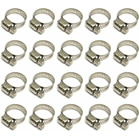 20 Pièces Collier De Serrage Tuyau, Collier De Serrage Tuyau Réglable 10-16mm, 304 Collier De Serrage Inox, Collier Serrage Métallique, Pour Tuyau, Home Gaz, Famille Tuyau D'eau, Câble, Robinet, Etc z (1/5)