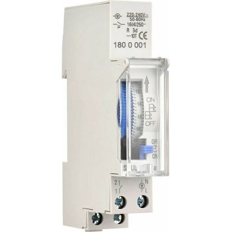 24-hour mechanical timer. Minimum 15-minute timer. Rail mounting. Built-in battery. SUL180a AC220-240V Gray - SUL180a AC220-240V Gray (1/4)