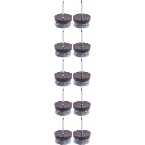 Cyclingcolors – Lot de 10 patins clous marron avec feutrine – Protection parquet – Ø17mm pour chaises et tables – Fixation clou solide (1/3)