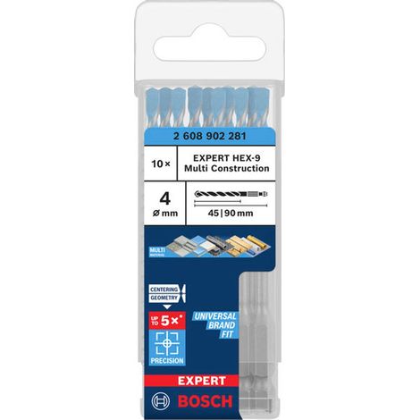 Bosch EXPERT Bohrer HEX-9 Multi Construction, 4 x 45 x 90 mm, Packung á 10 Stk.