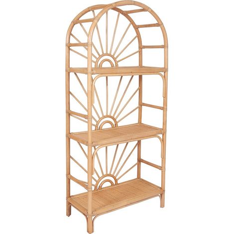 Vente-Unique – Etagère en rotin tressé naturel avec 3 tablettes – Hauteur 160 cm, Longueur 73 cm, Profondeur 33 cm – Charge max 10 kg (1/4)