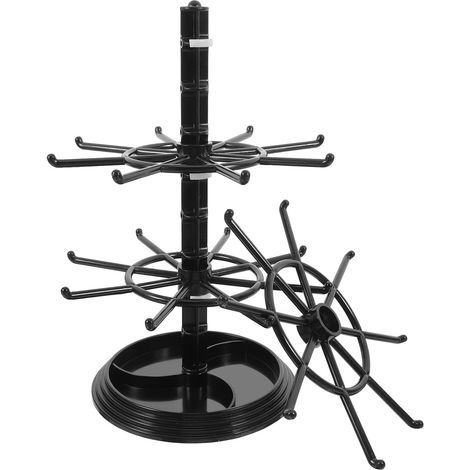 Rotating 3-Tier Black Plastic Bracelet Holder Organizer, Compact Stand for Jewelry and Watches, Suitable for Office and Personal Space (1/5)
