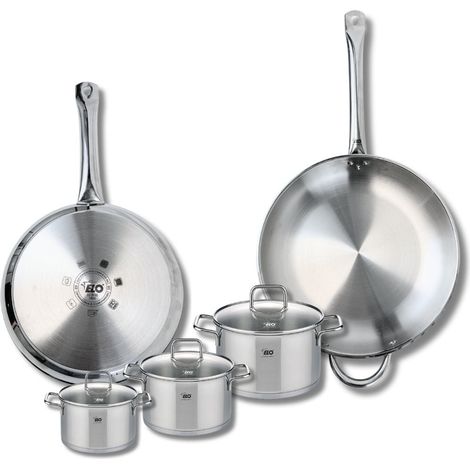 Ensemble de 2 Poêles de cuisson 28 et 32 cm et 3 faitouts 12, 14 et 16 cm Elo Profi Citrin (1/5)