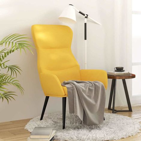 vidaXL Chaise de relaxation Jaune moutarde Tissu (1/5)
