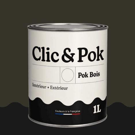 Peinture Bois Extérieur – POK BOIS - 1L - RAL 6008 - Vert brun- Résistante aux intempéries - Ne s'écaille pas