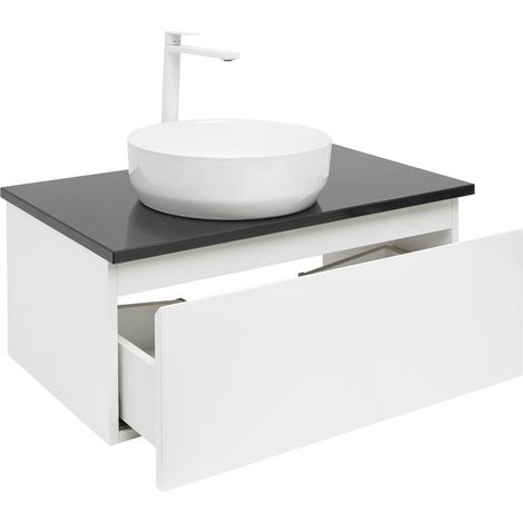 Ensemble meuble avec plan en Technistone et vasque et mitigeur - SAT - B-WAY - 79x30x45 - Blanc (1/5)
