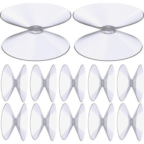 Ventouses Double Face, 12 Pièces 2 cm Ventouses Transparentes, Extra Fortes PVC Plastique Suspension Rideau Isolant Ventouse pour Miroir De Table En Verre, Miroir de fenêtre de salle (1/5)