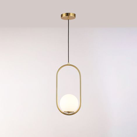 Suspension boule en verre "JOHN" - E27 - Ø 15cm - Doré