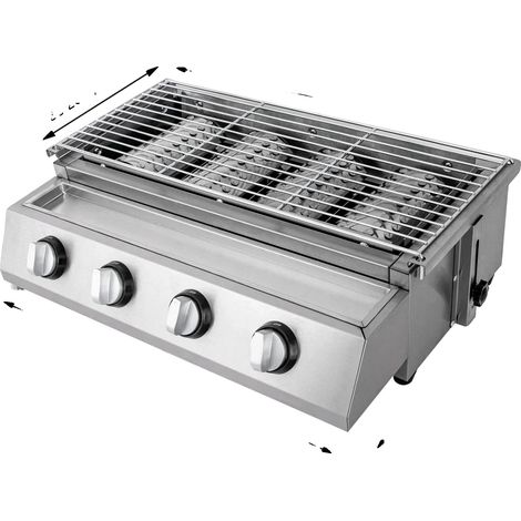 Griglia a gas, in acciaio inox, con griglia rimovibile. (1/2)