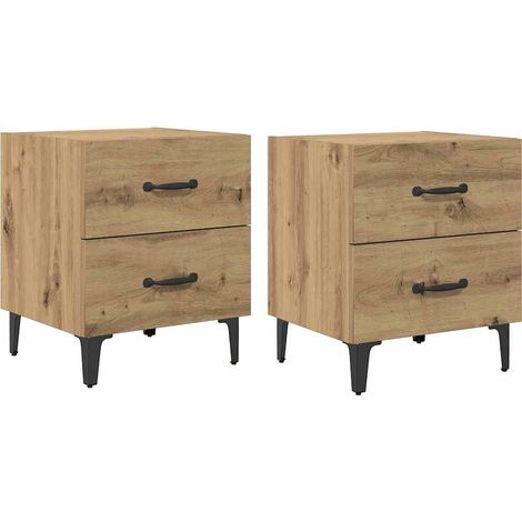 Mueble cama con cajón 2 pcs Roble artesanal 40 x 35 x 47,5 cm vidaXL