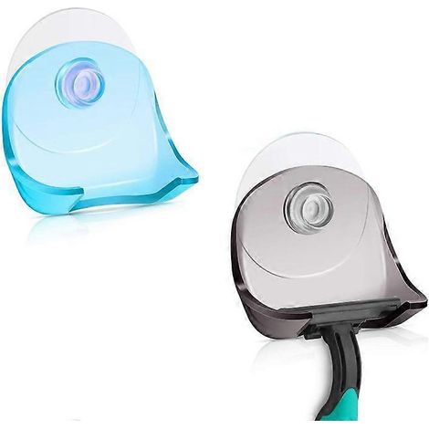 Support de rasoir en 2 pièces avec ventouse, support de rasoir de douche, crochet de rangement mural auto-adhésif pour rasoirs en verre et carrelage