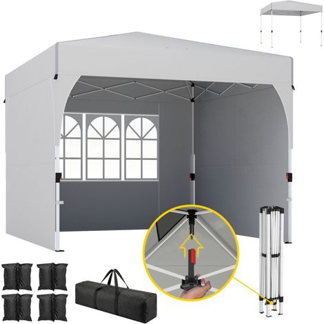Abri de jardin 3x3 m pliant, tonnelle pop up réglable en hauteur avec protection UV50+, 3 parois latérales amovibles, couleur crème (1/5)